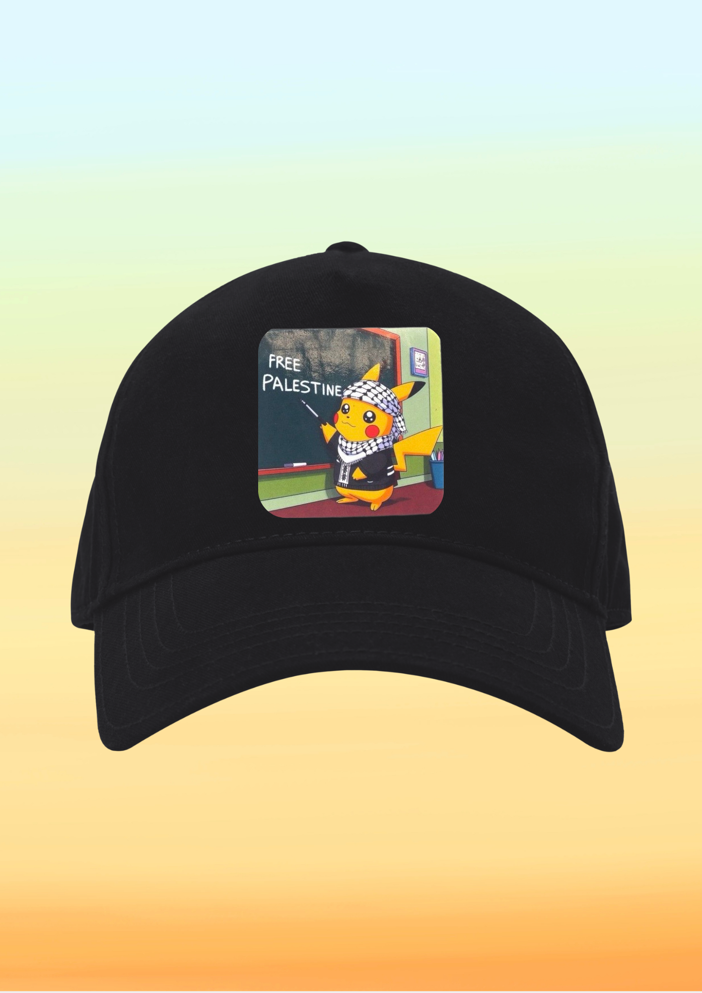 Kefiyeli Pikachu/Pokemon Baskılı Çocuk Şapkası