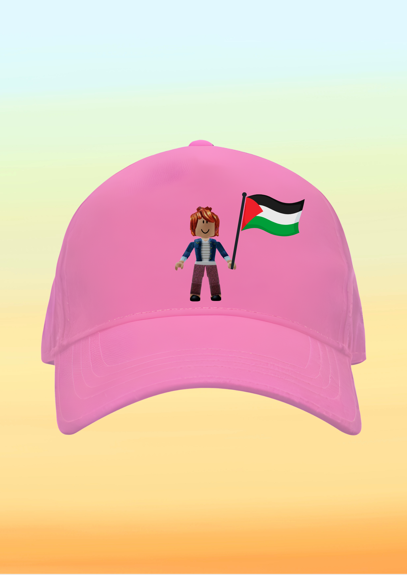 Filistin Bayraklı Roblox Karakter Baskılı Çocuk Şapkası