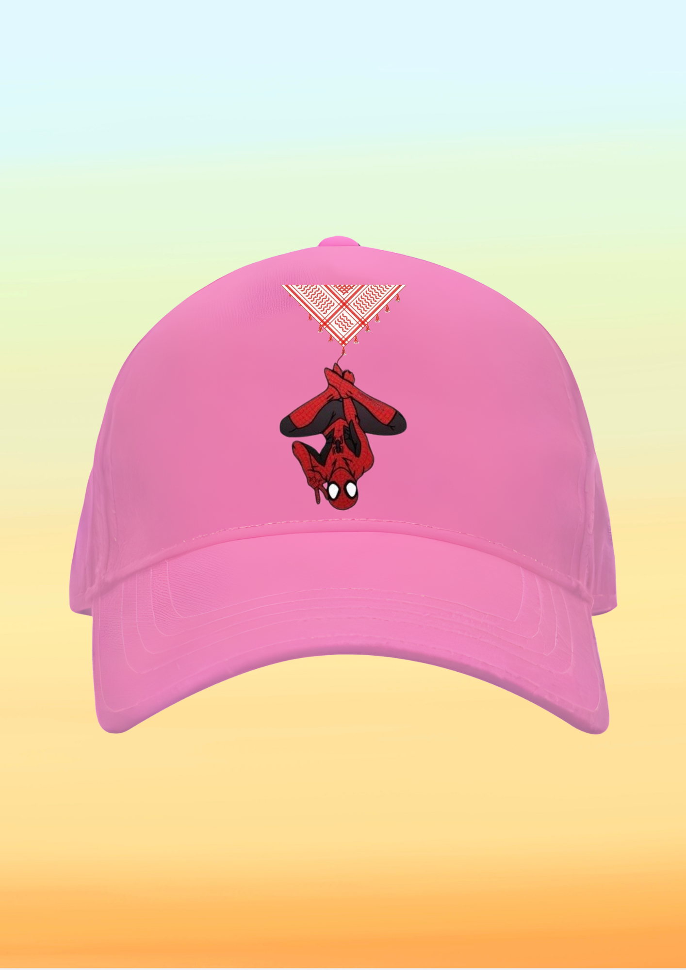 Kefiye Ağı Spiderman Baskılı Çocuk Şapkası