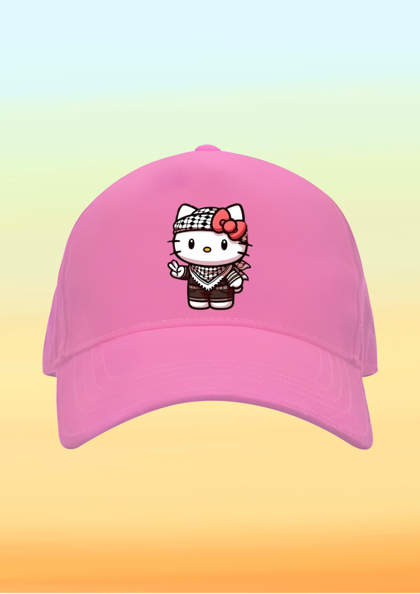 Kefiyeli Hello Kitty Çocuk Şapkası