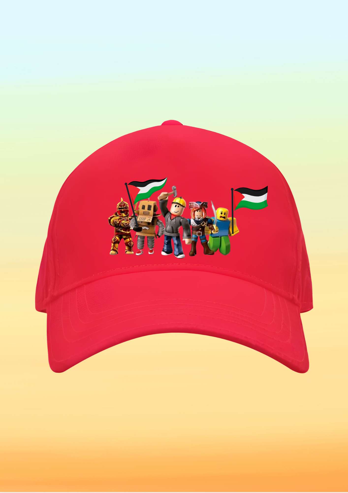 Filistin Bayraklı Roblox Baskılı Çocuk Şapkası