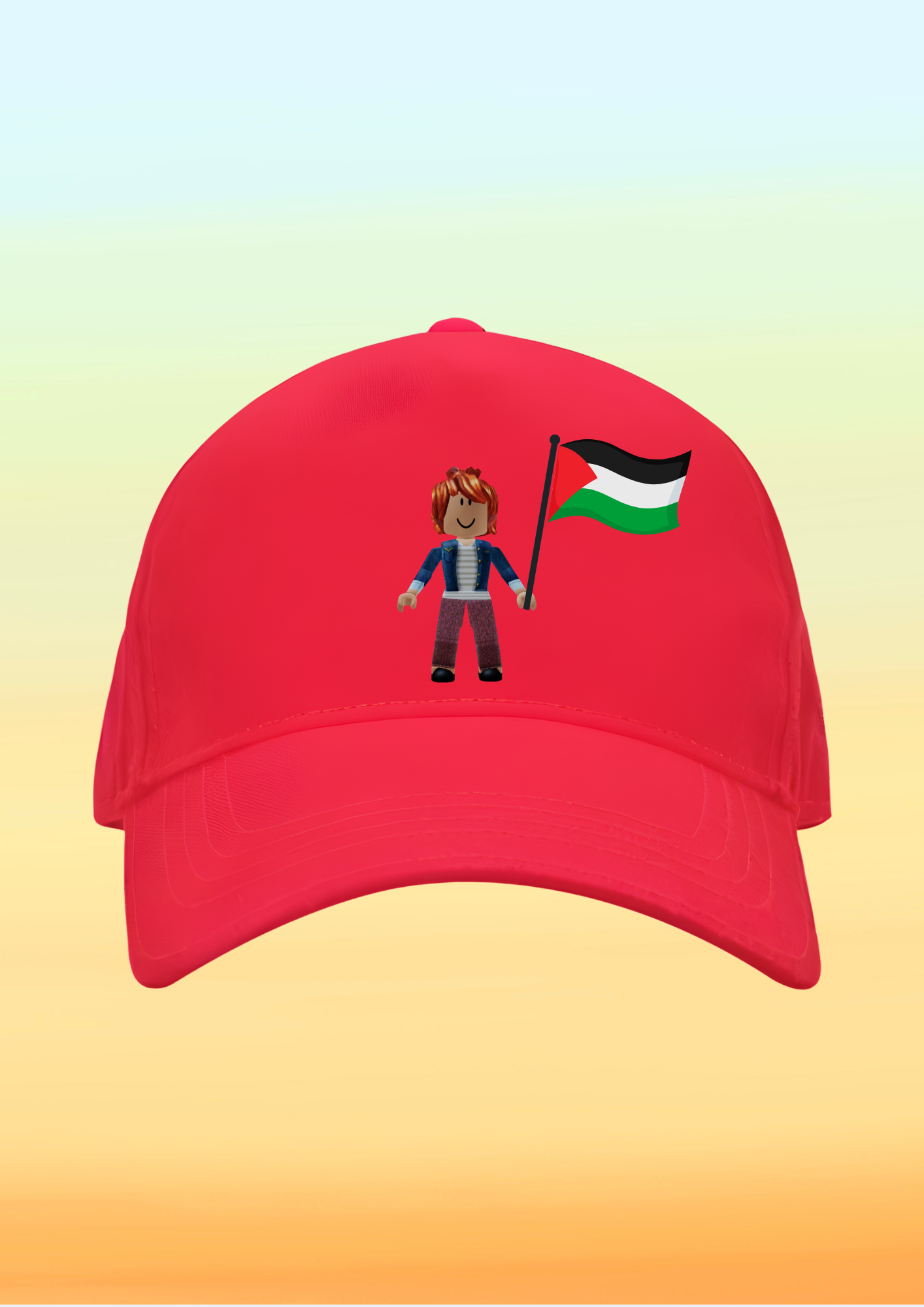 Filistin Bayraklı Roblox Karakter Baskılı Çocuk Şapkası