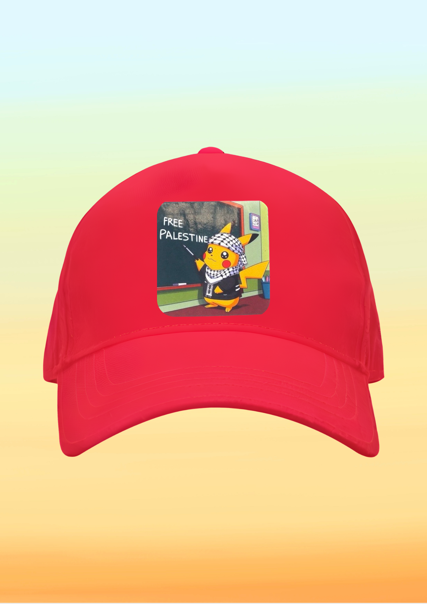Kefiyeli Pikachu/Pokemon Baskılı Çocuk Şapkası