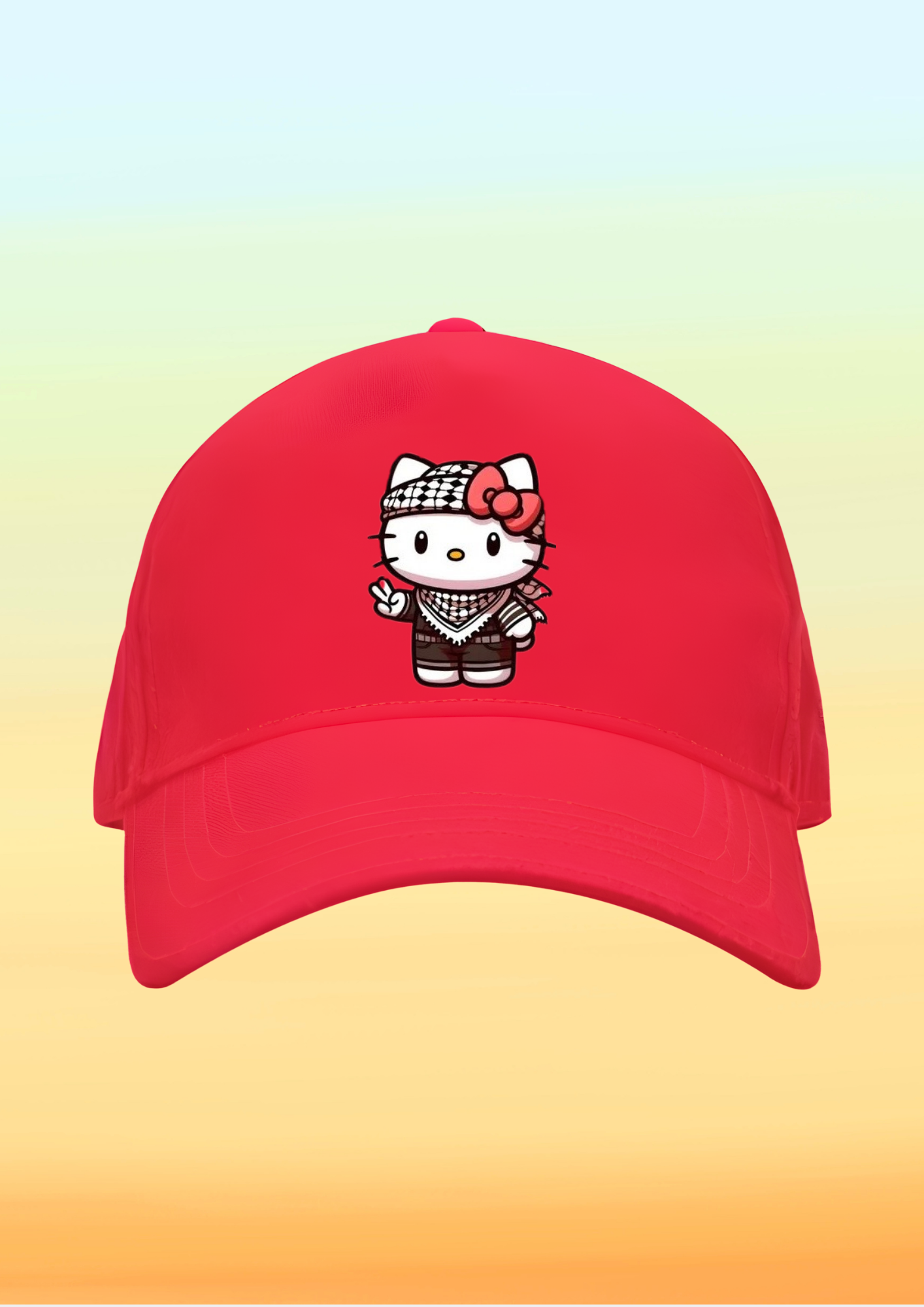 Kefiyeli Hello Kitty Çocuk Şapkası