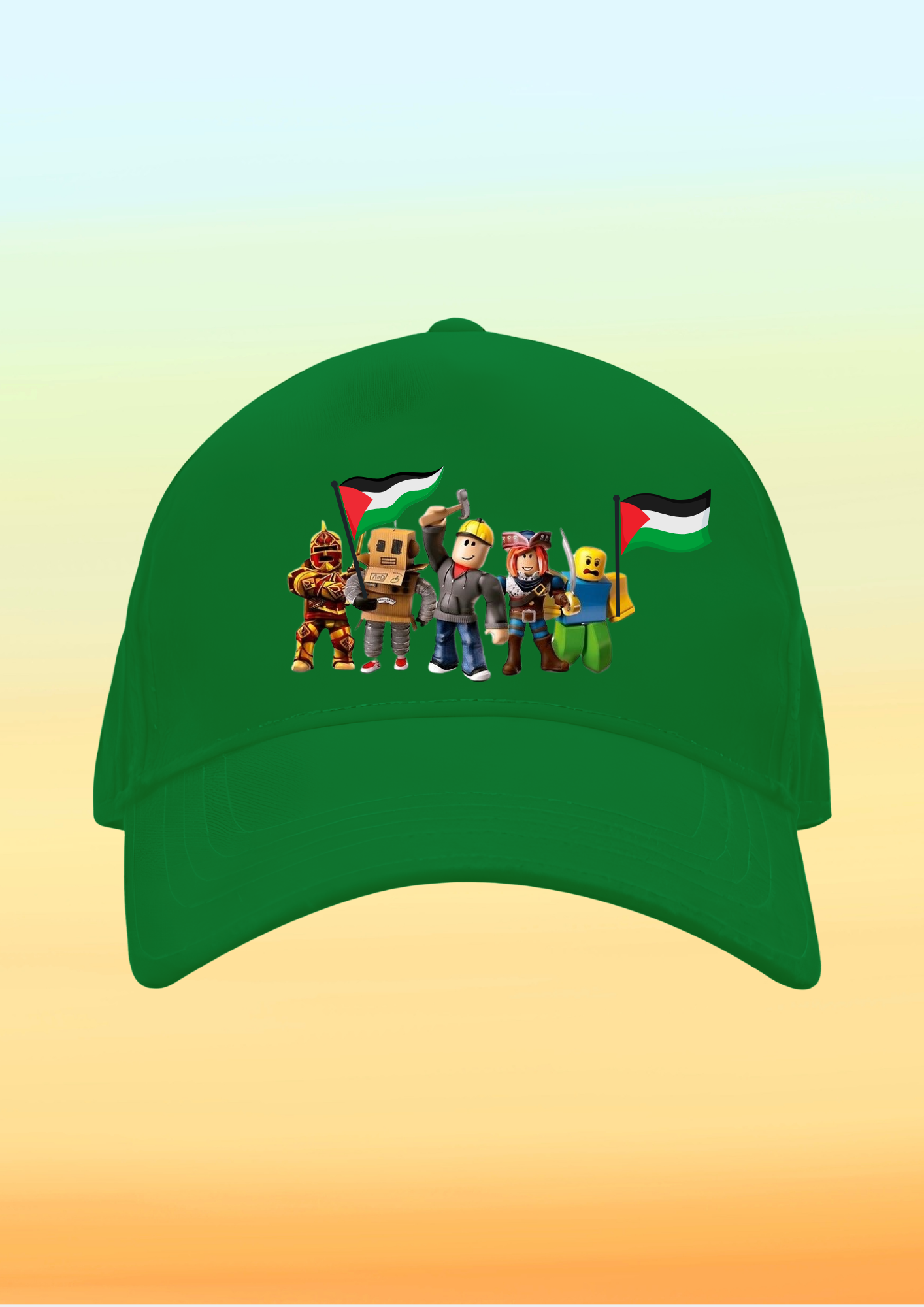 Filistin Bayraklı Roblox Baskılı Çocuk Şapkası