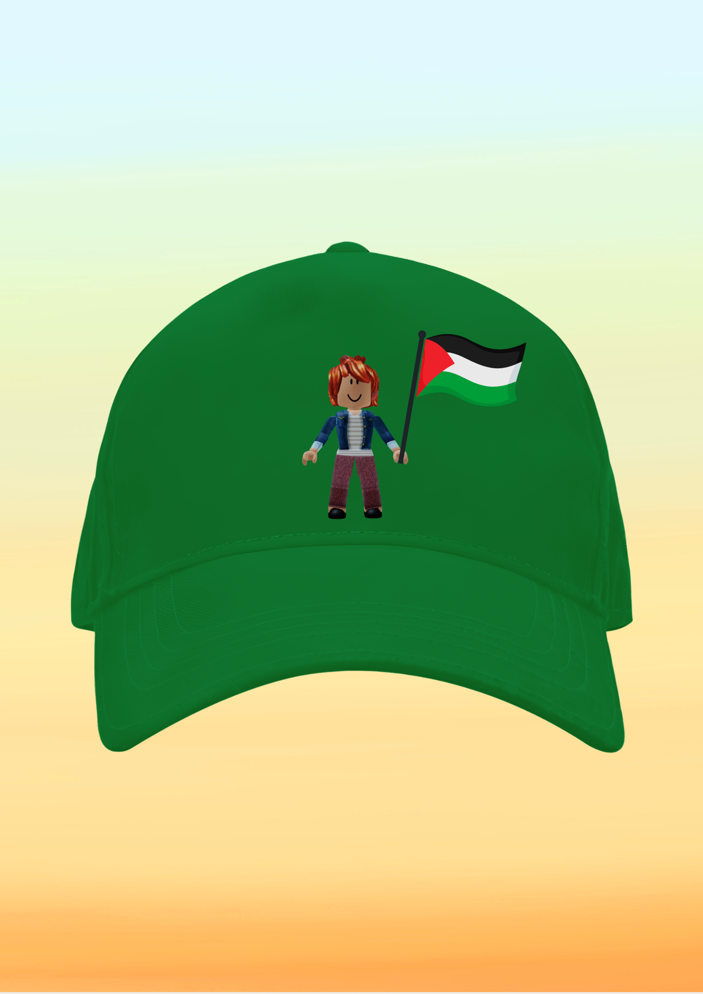 Filistin Bayraklı Roblox Karakter Baskılı Çocuk Şapkası