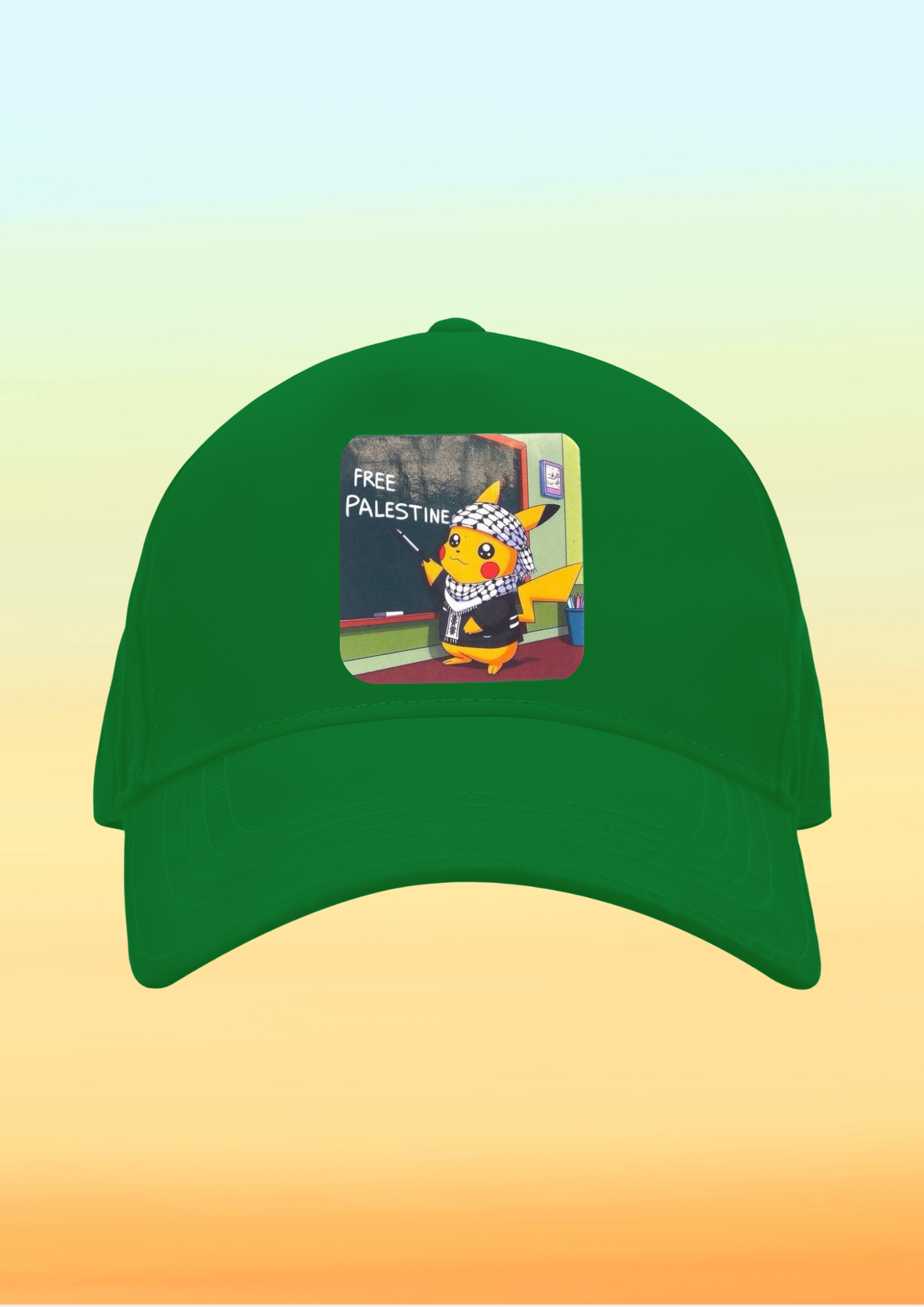 Kefiyeli Pikachu/Pokemon Baskılı Çocuk Şapkası