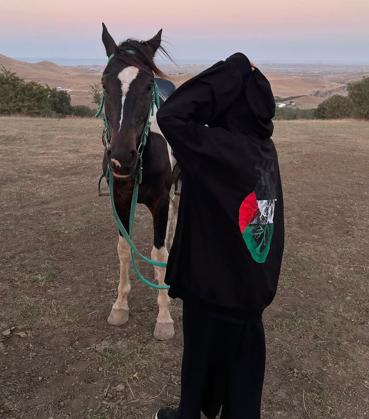 Filistin Temalı Kalp Baskılı Hoodie