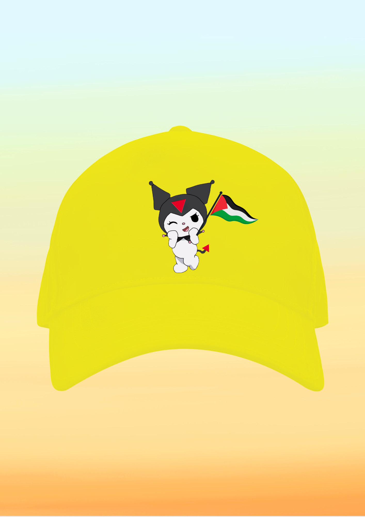 Filistin Bayraklı Kuromi Baskılı Çocuk Şapkası