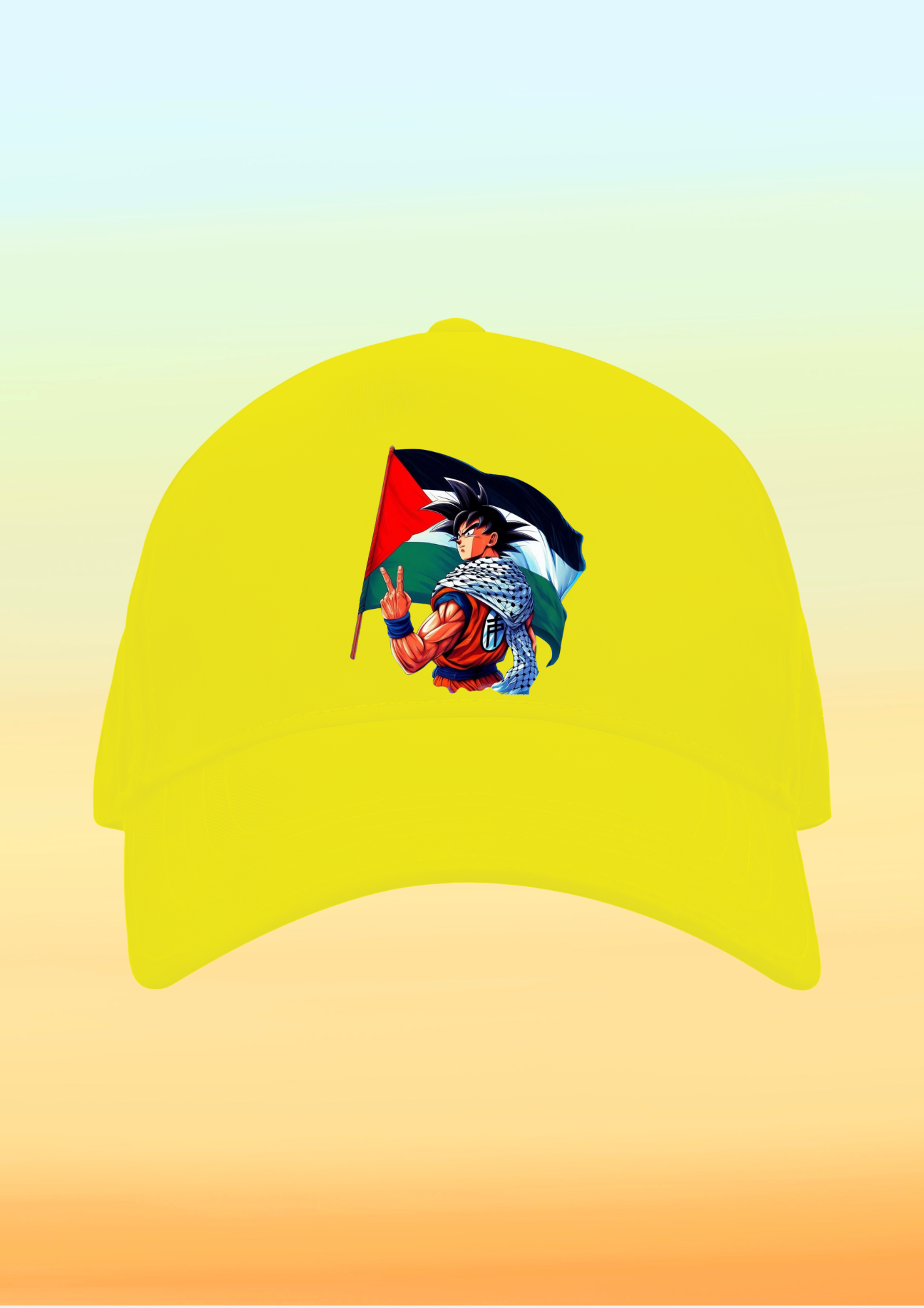 Filistin Bayraklı Anime Baskılı Çocuk Şapkası