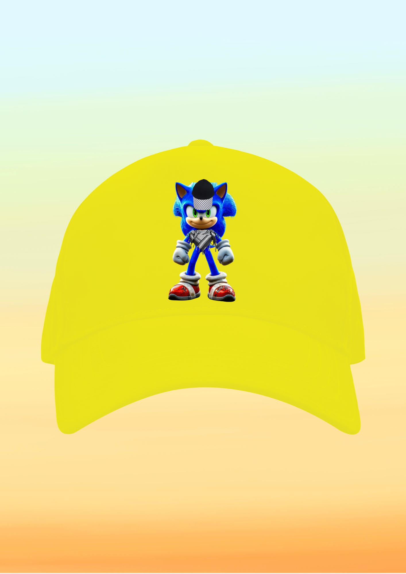 Kefiye Sonic Baskılı Çocuk Şapkası