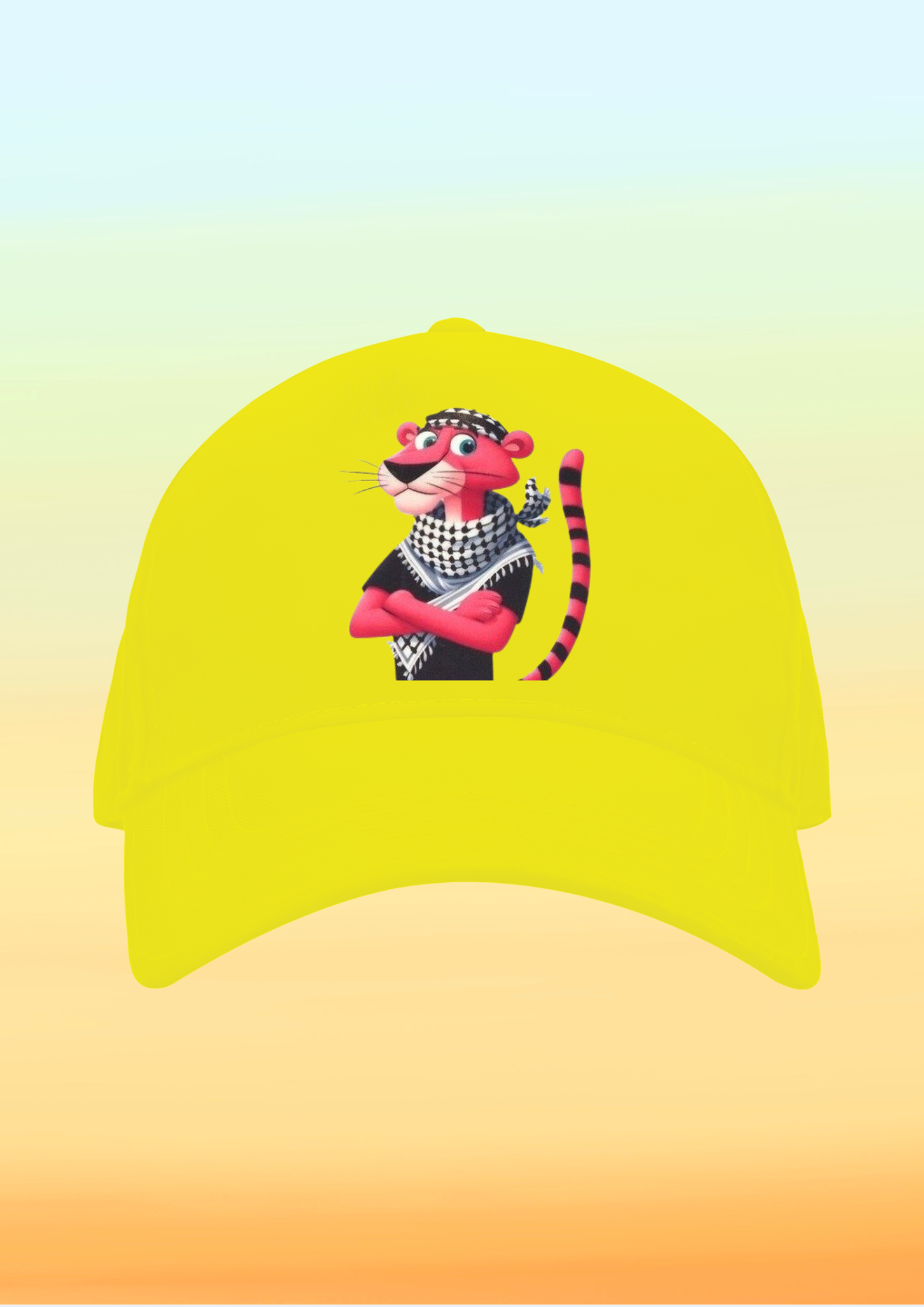 Kefiye Pembe Panter Baskılı Çocuk Şapkası