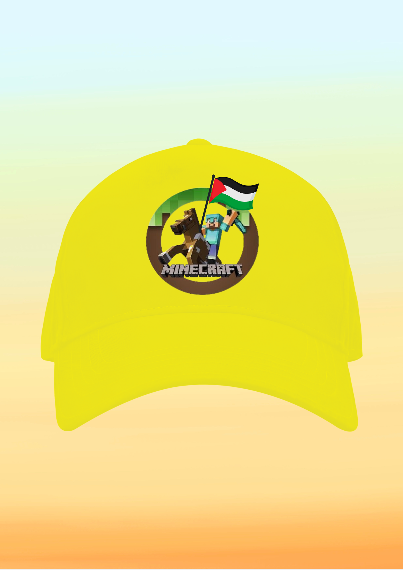 Filistin Bayraklı Minecraft Baskılı Çocuk Şapkası