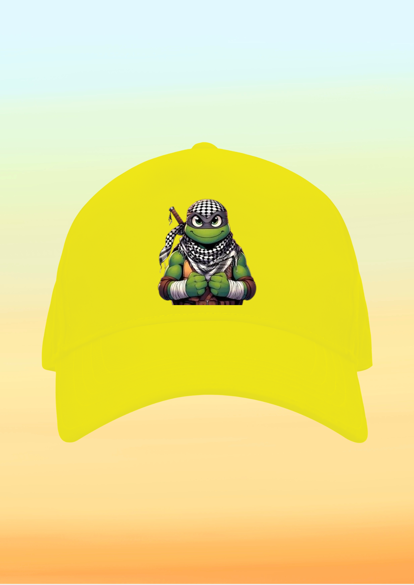 Kefiyeli Ninja Kaplumbağa Baskılı Çocuk Şapkası