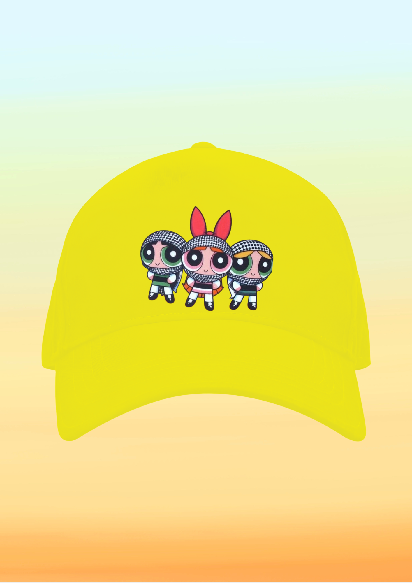 Kefiyeli Powerpuff Baskılı Çocuk Şapkası