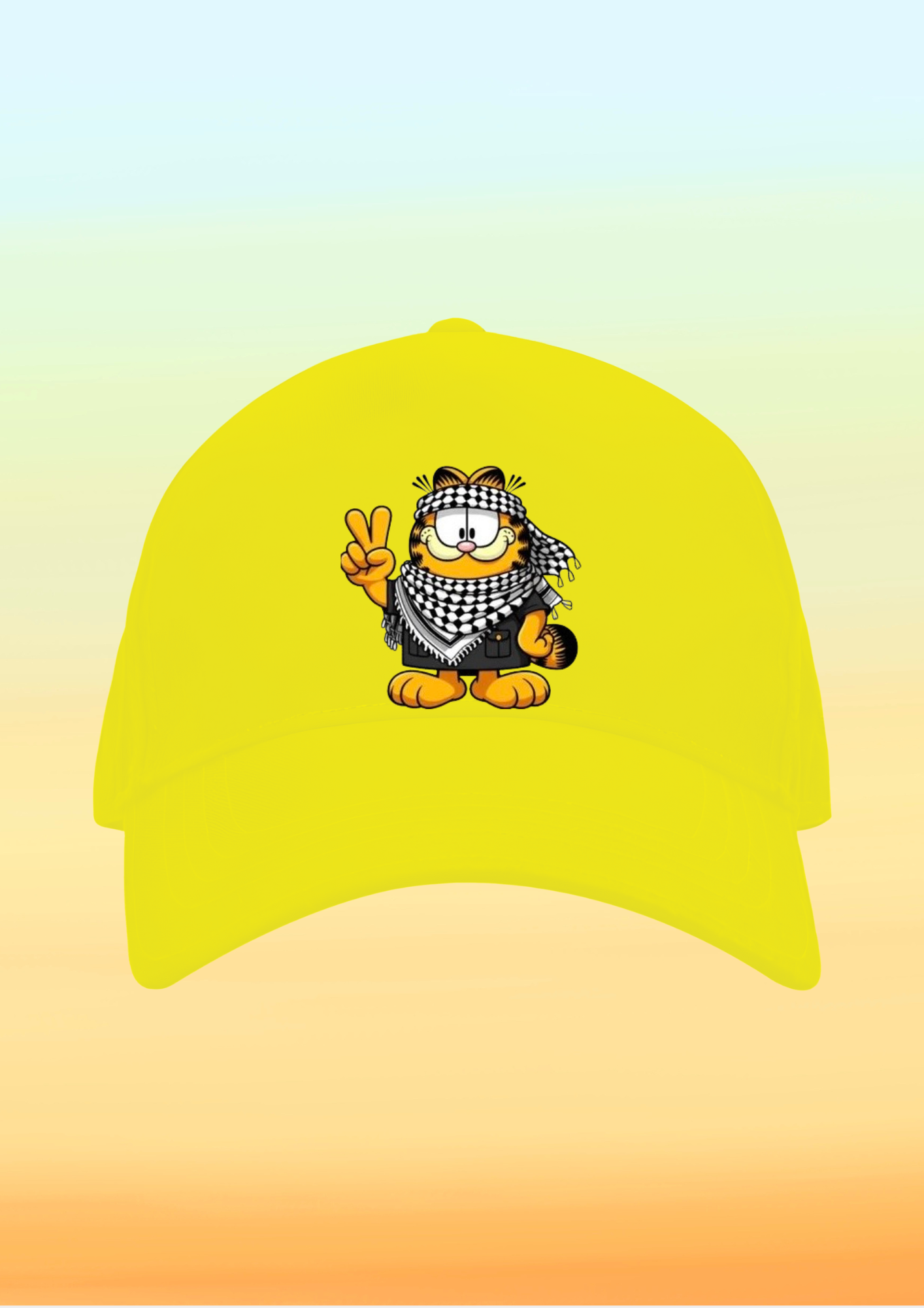 Kefiyeli Garfield Baskılı Çocuk Şapkası