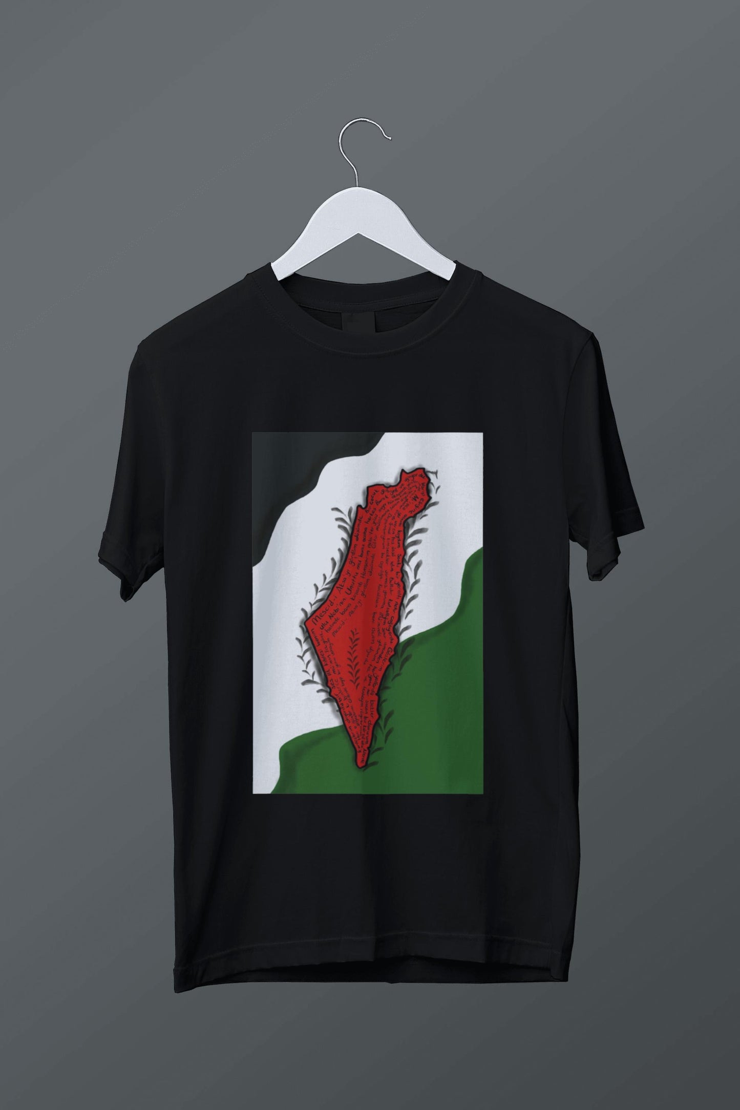 Filistin Haritası Renkli Baskılı T-shirt