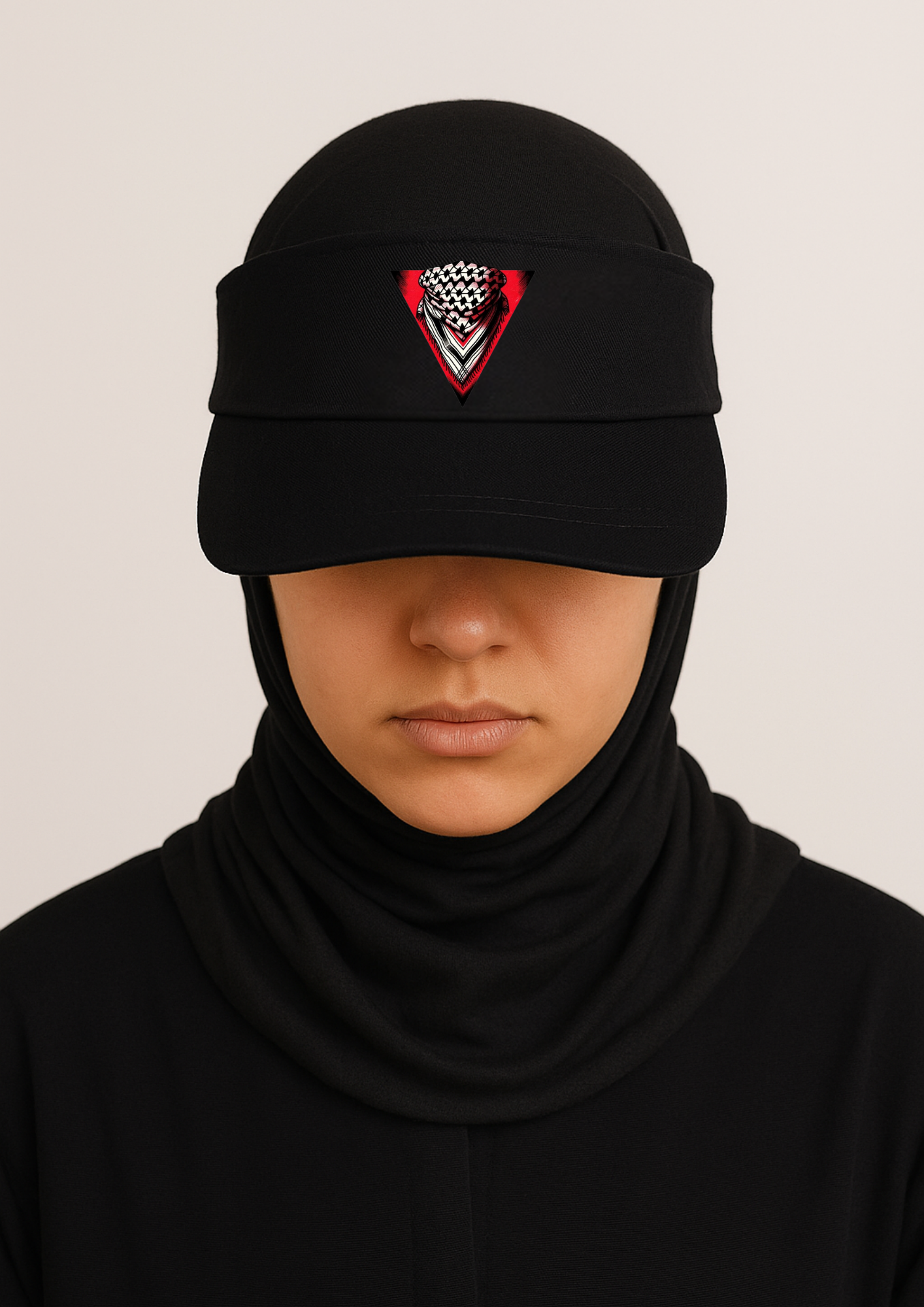 Kefiyeli Üçgen Temalı Güneşlik Şapka