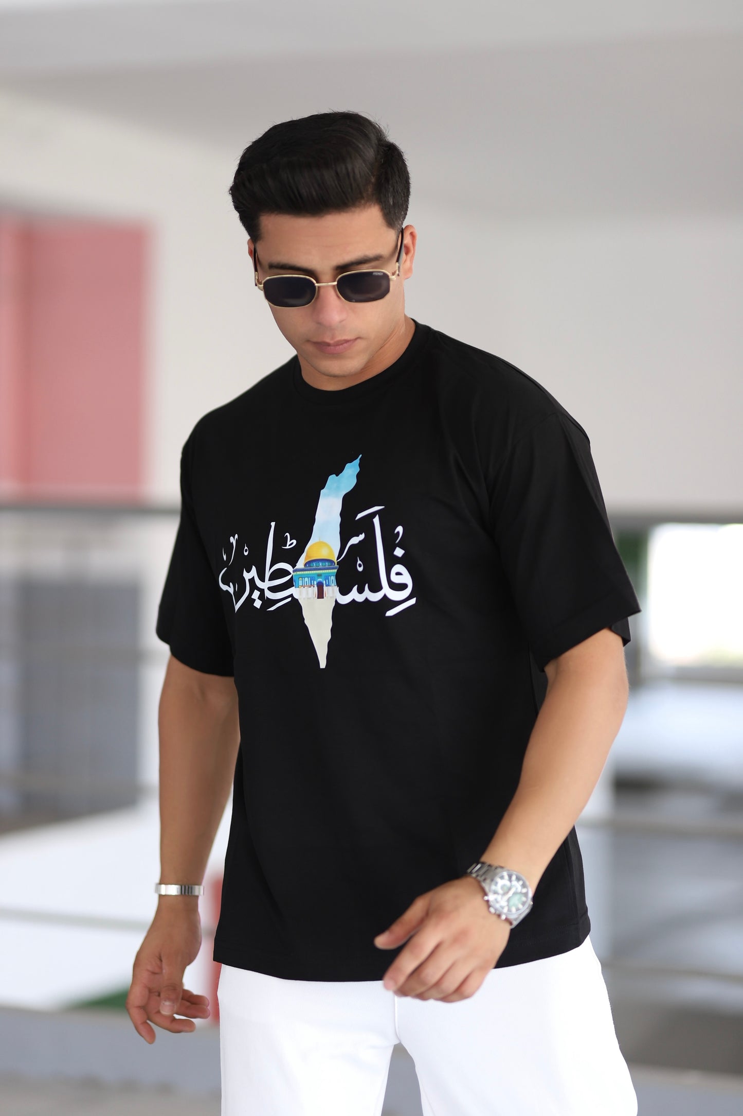 Arapça Filistin Yazılı Baskılı T-shirt