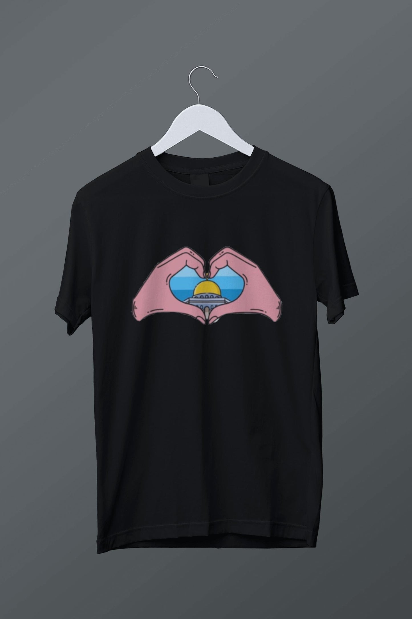 Kalbim Filistin'de Temalı Baskılı T-shirt