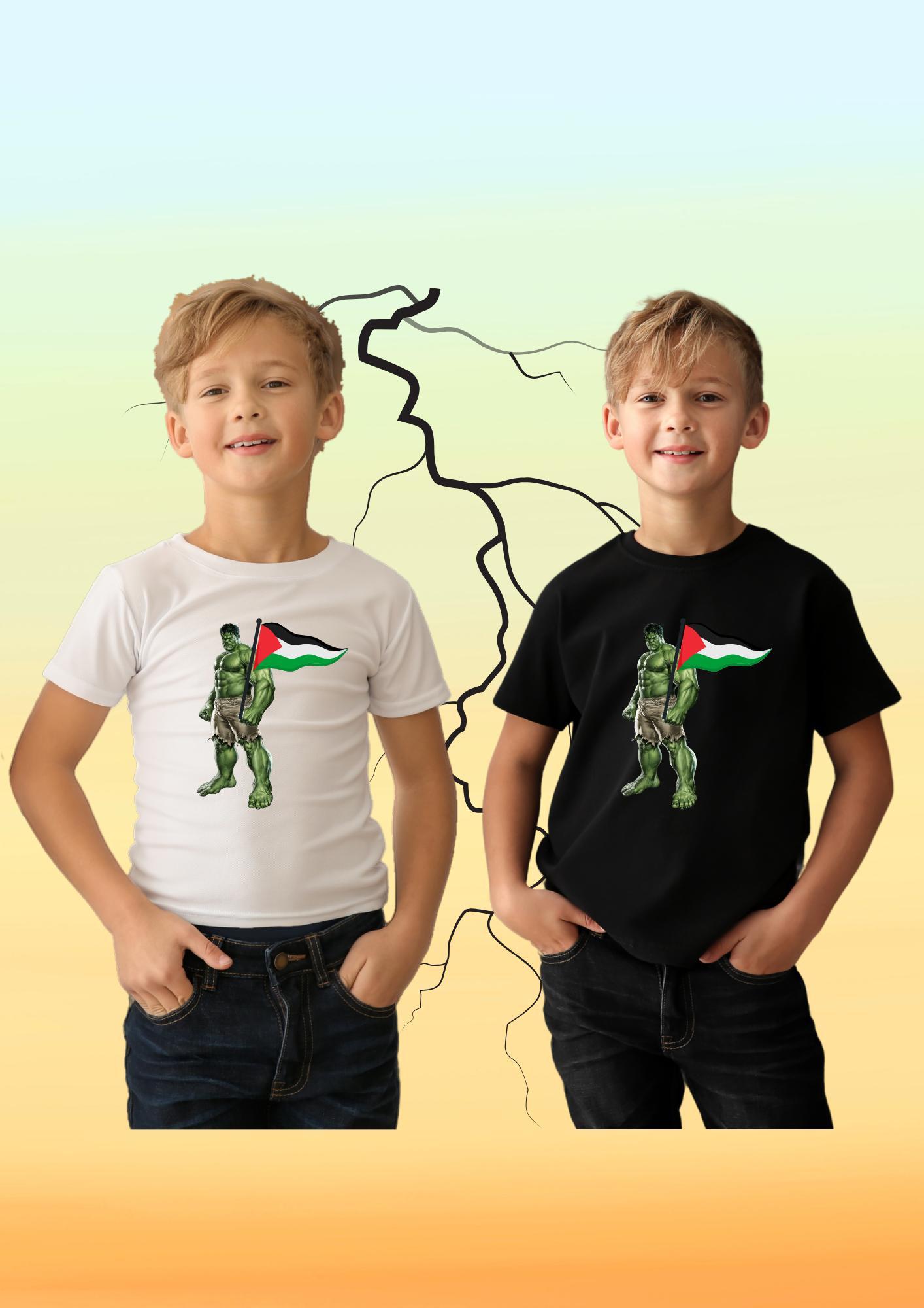 Filistin Bayraklı Hulk Baskılı Çocuk Tişörtü