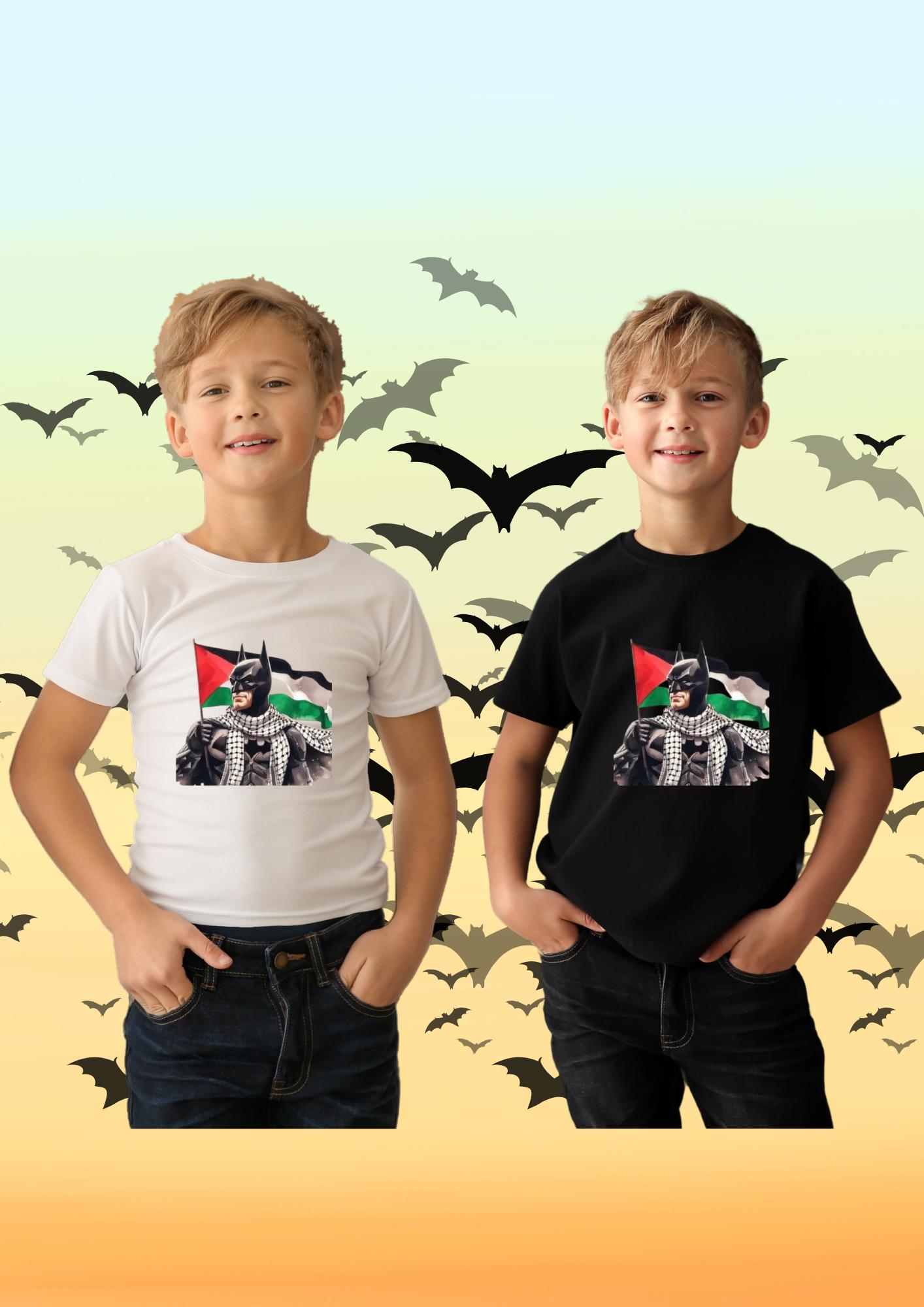 Filistin Bayraklı Batman Baskılı Çocuk Tişörtü