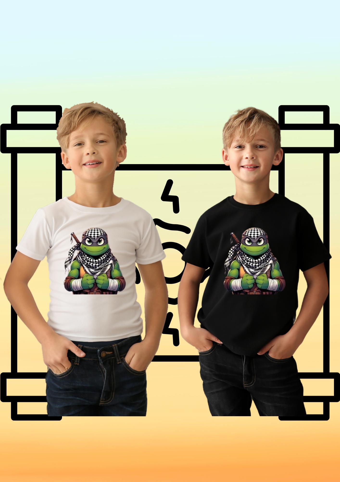 Kefiyeli Ninja Kaplumbağa Baskılı Çocuk Tişörtü