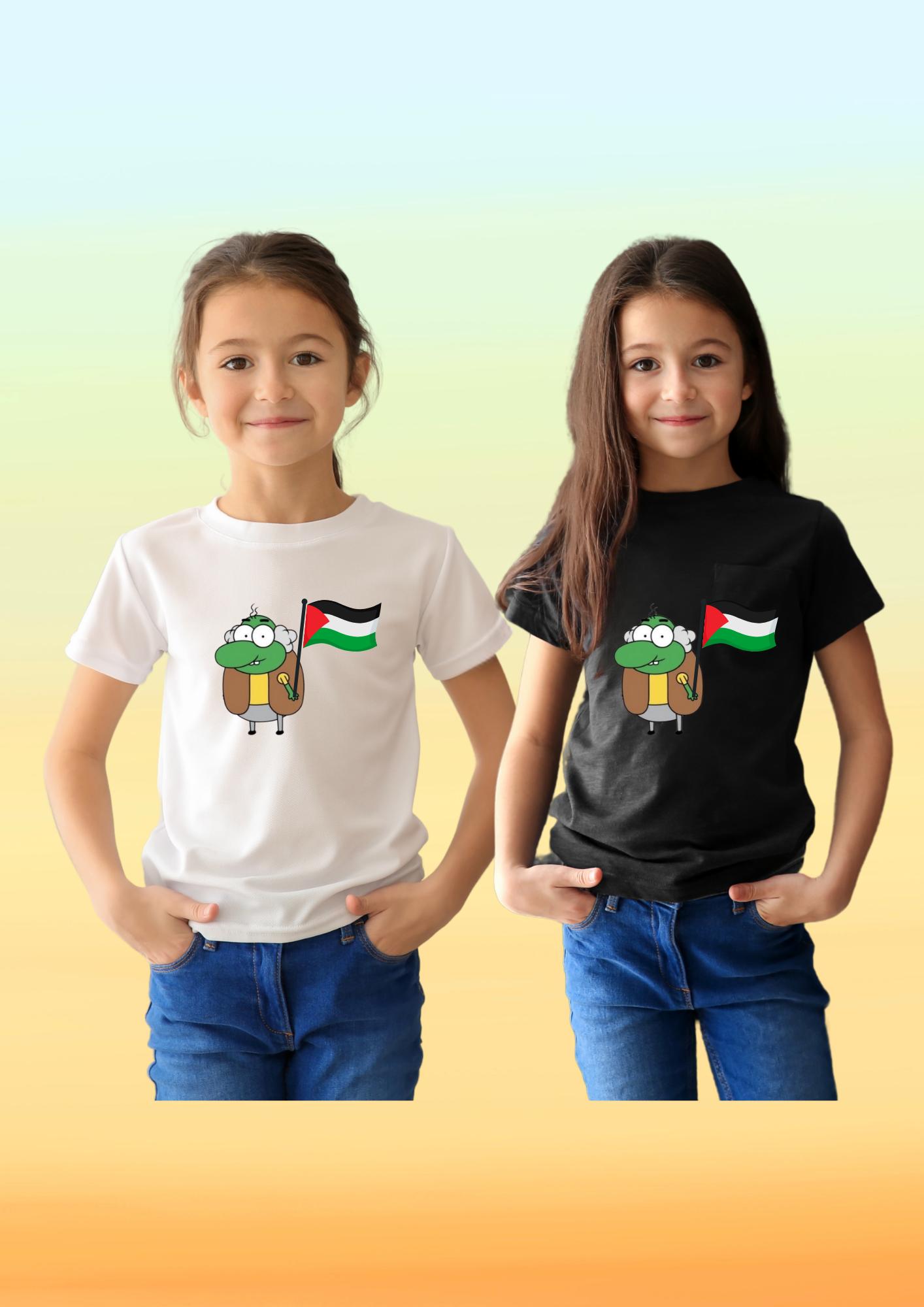 Filistin Bayraklı Kral Şakir Peyami Dede Baskılı Çocuk Tişörtü