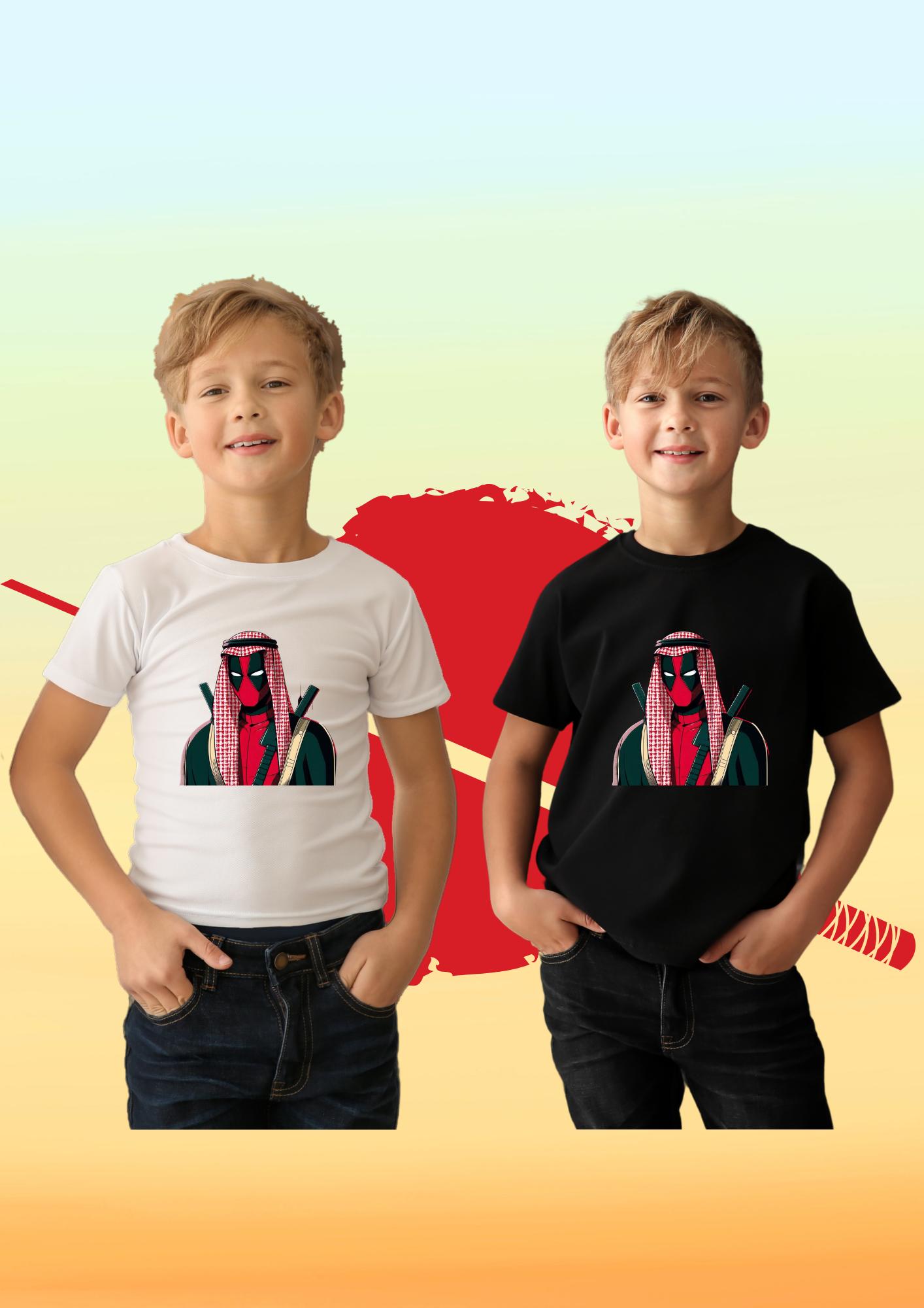 Kefiyeli Deadpool Baskılı Çocuk Tişörtü