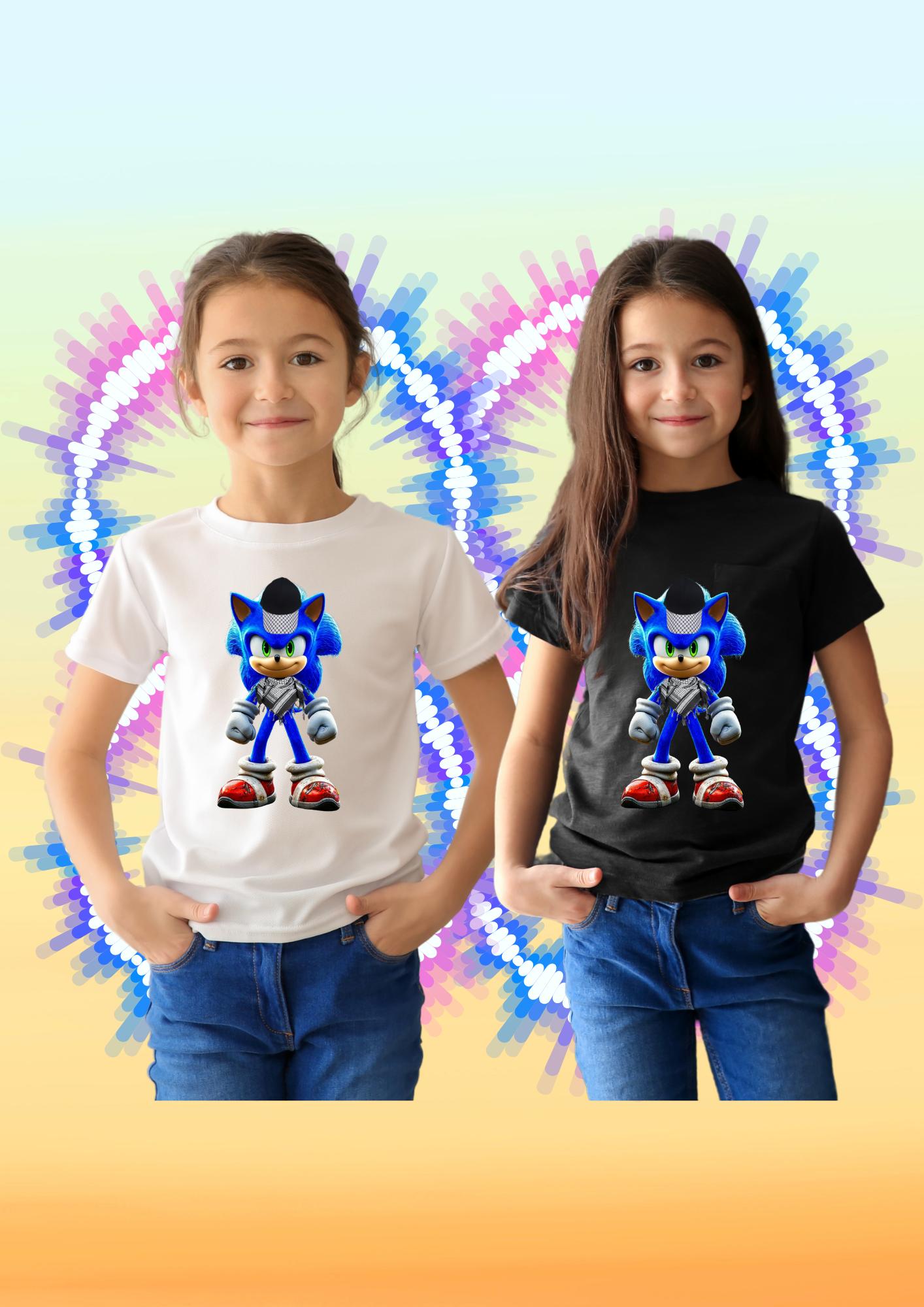 Kefiyeli Sonic Baskılı Çocuk Tişörtü