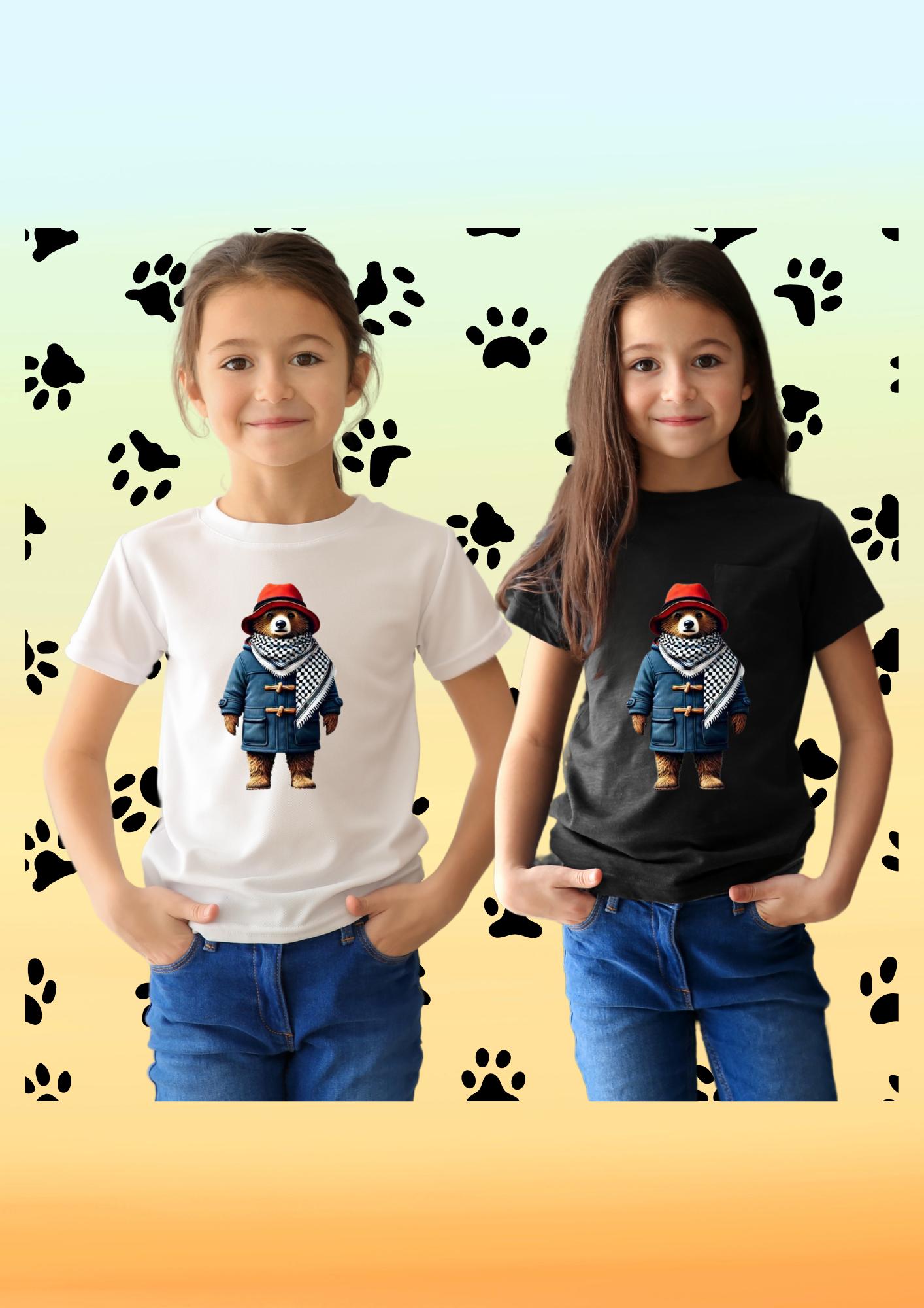 Kefiyeli Ayıcık Baskılı Çocuk Tişörtü