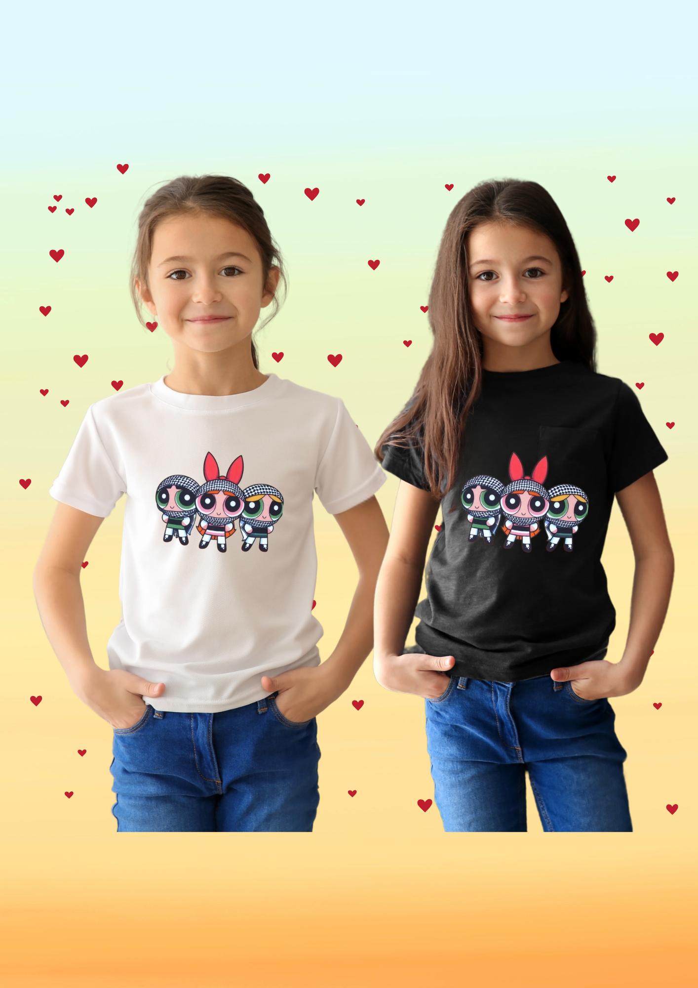 Kefiyeli Powerpuff Baskılı Çocuk Tişörtü