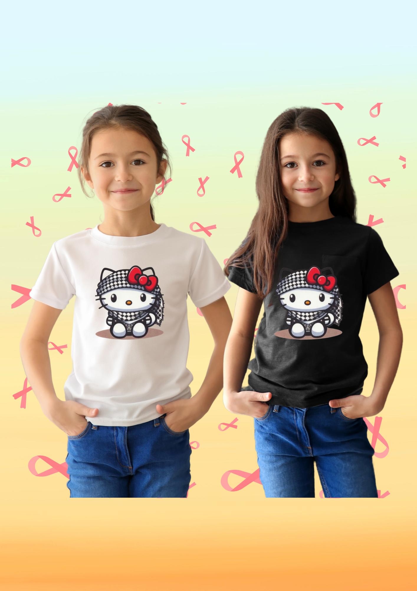 Kefiyeli Hello Kity Baskılı Çocuk Tişörtü