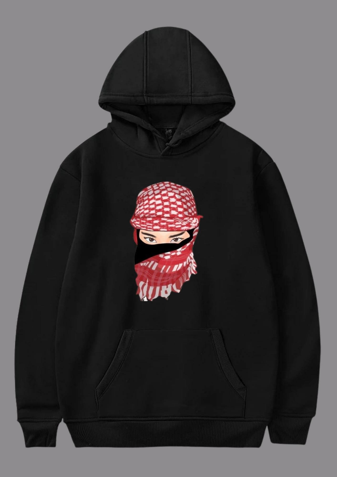 Kefiyeli Kız Baskılı Hoodie