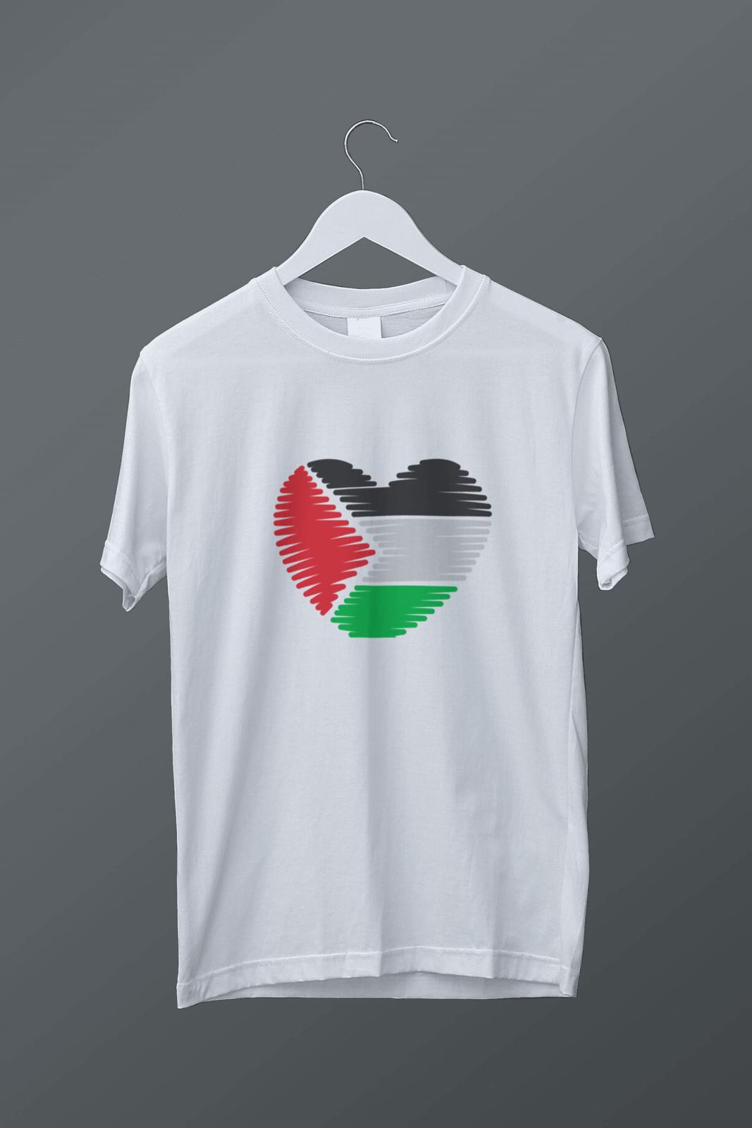 Kalp Baskılı Filistin Temalı T-shirt