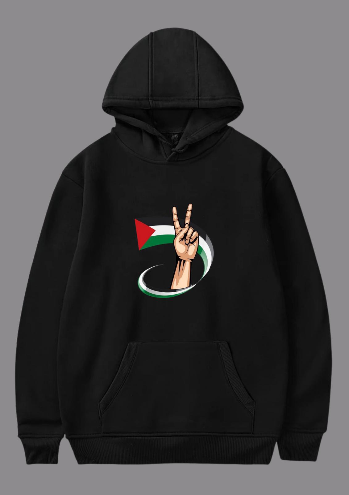 Özgürlük İşareti Baskılı Hoodie