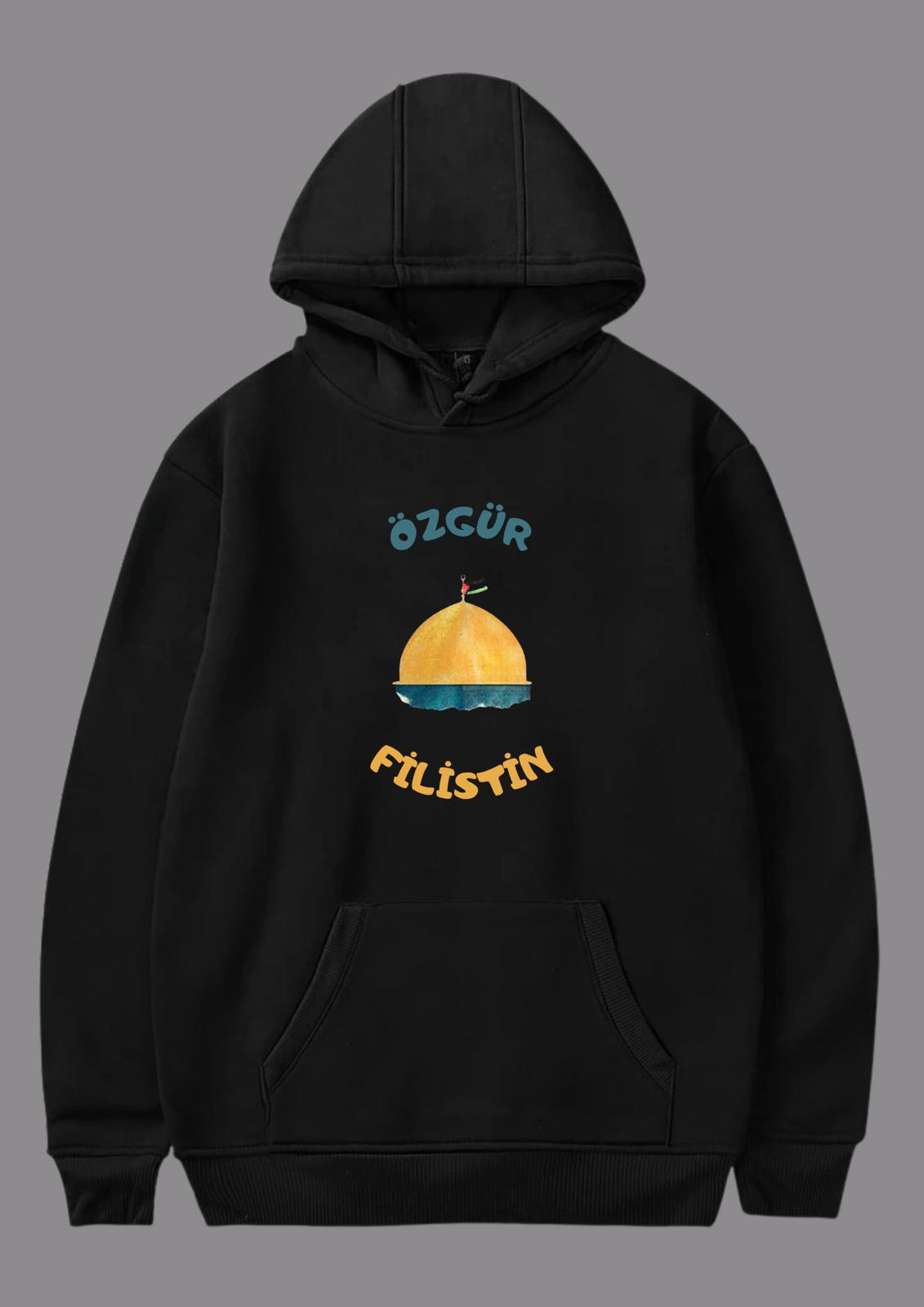 "Özgür Filistin" Yazılı Baskılı Hoodie