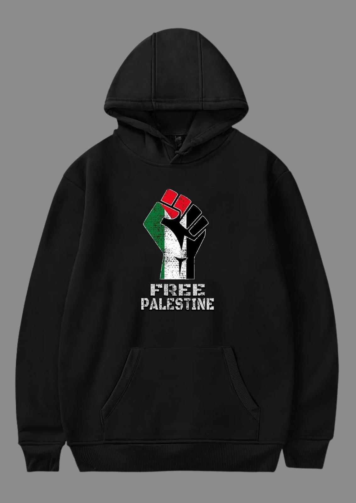 "Free Palestine" Yazılı Direniş Baskılı Hoodie