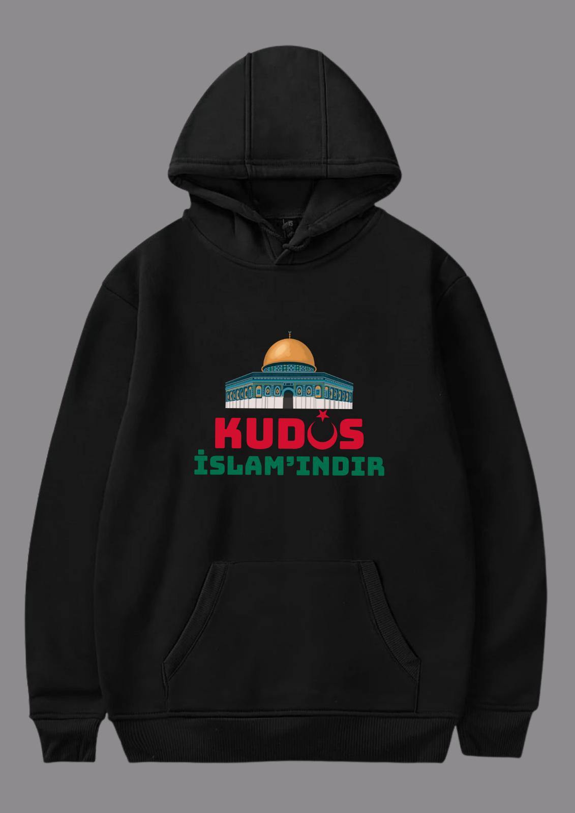 "Kudüs İslamındır" Yazılı Baskılı Hoodie