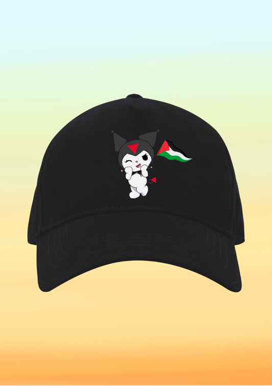 Filistin Bayraklı Kuromi Baskılı Çocuk Şapkası