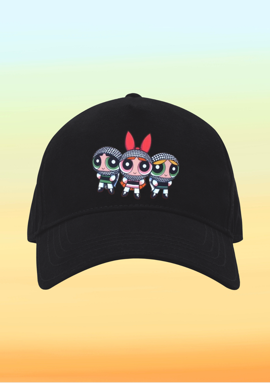 Kefiyeli Powerpuff Baskılı Çocuk Şapkası
