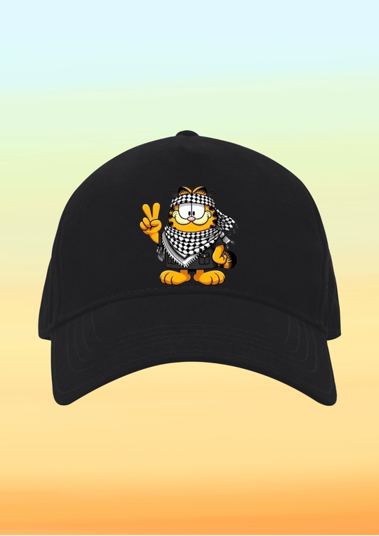Kefiyeli Garfield Baskılı Çocuk Şapkası