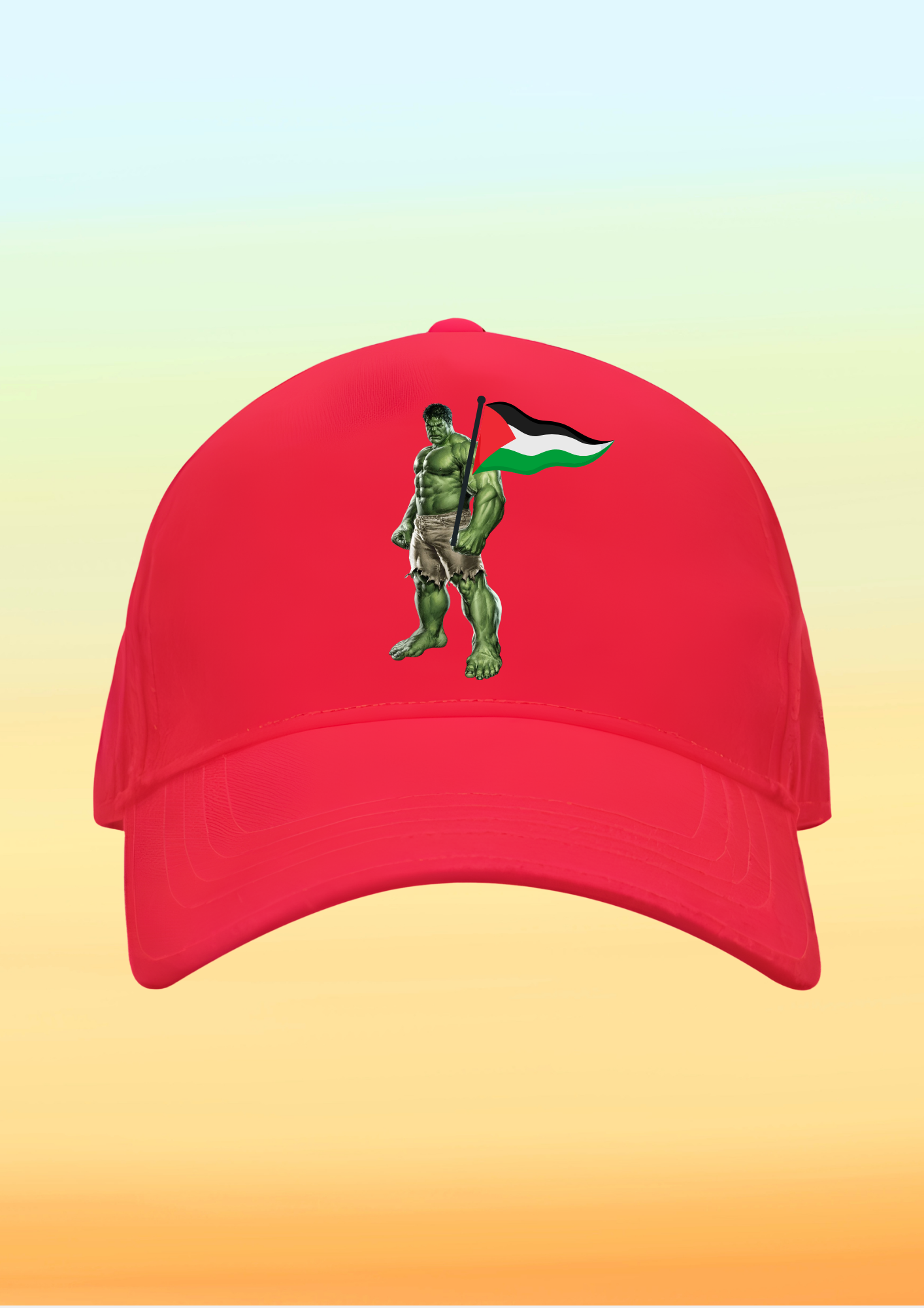Filistin Bayraklı Hulk Baskılı Çocuk Şapkası