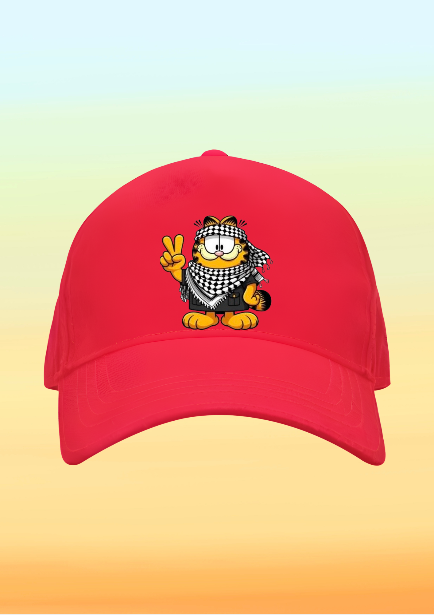 Kefiyeli Garfield Baskılı Çocuk Şapkası