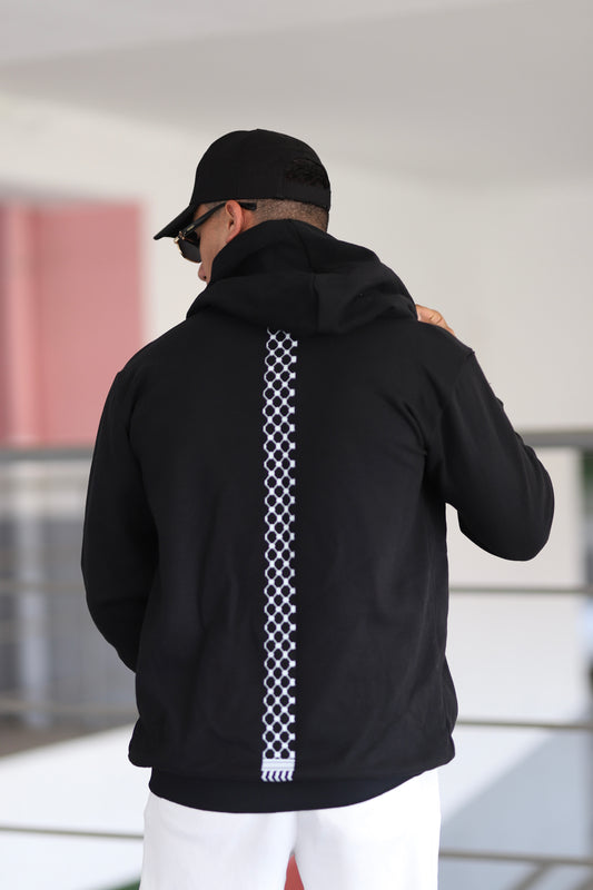 Kefiye Detaylı Baskılı Hoodie