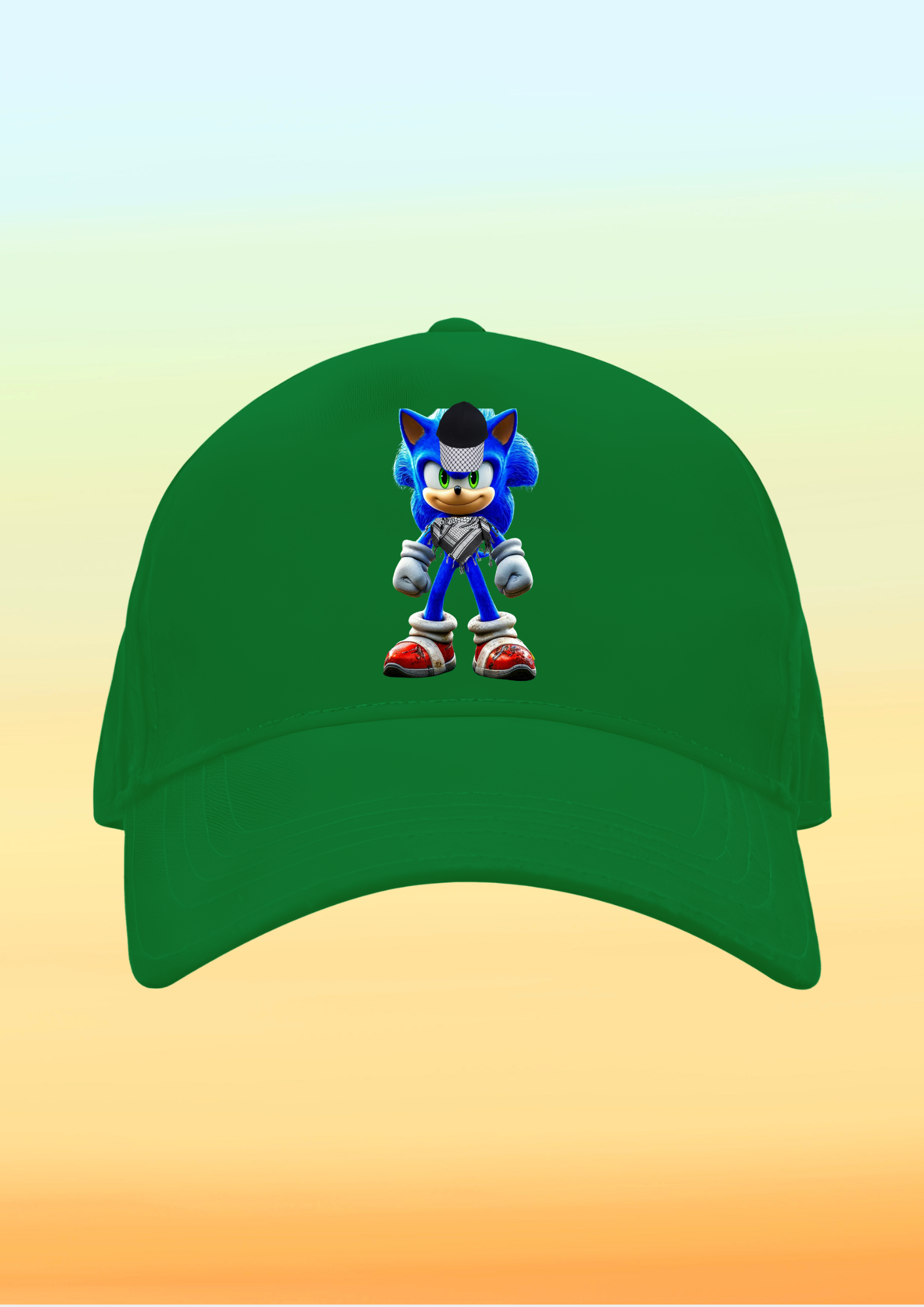 Kefiye Sonic Baskılı Çocuk Şapkası