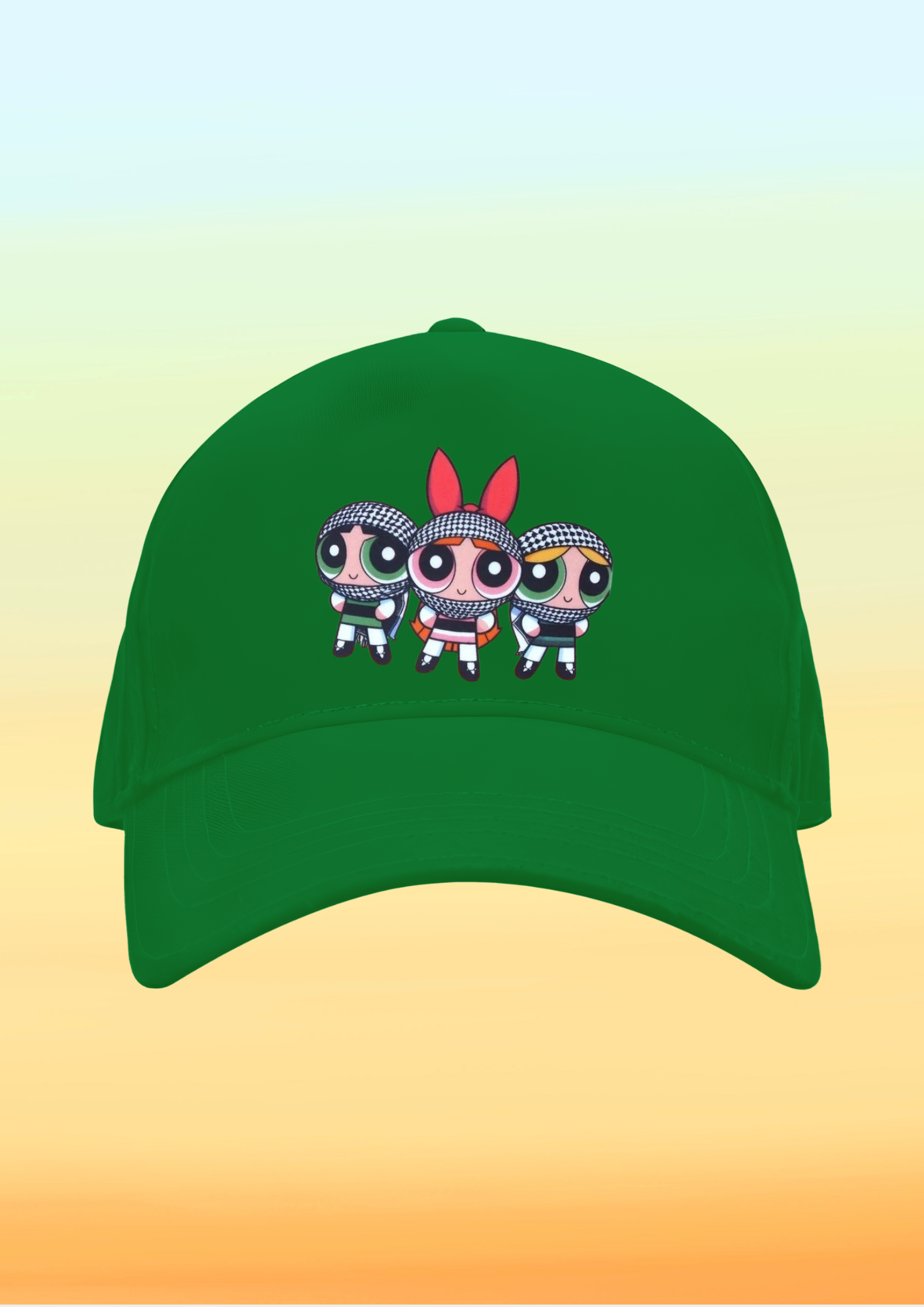 Kefiyeli Powerpuff Baskılı Çocuk Şapkası