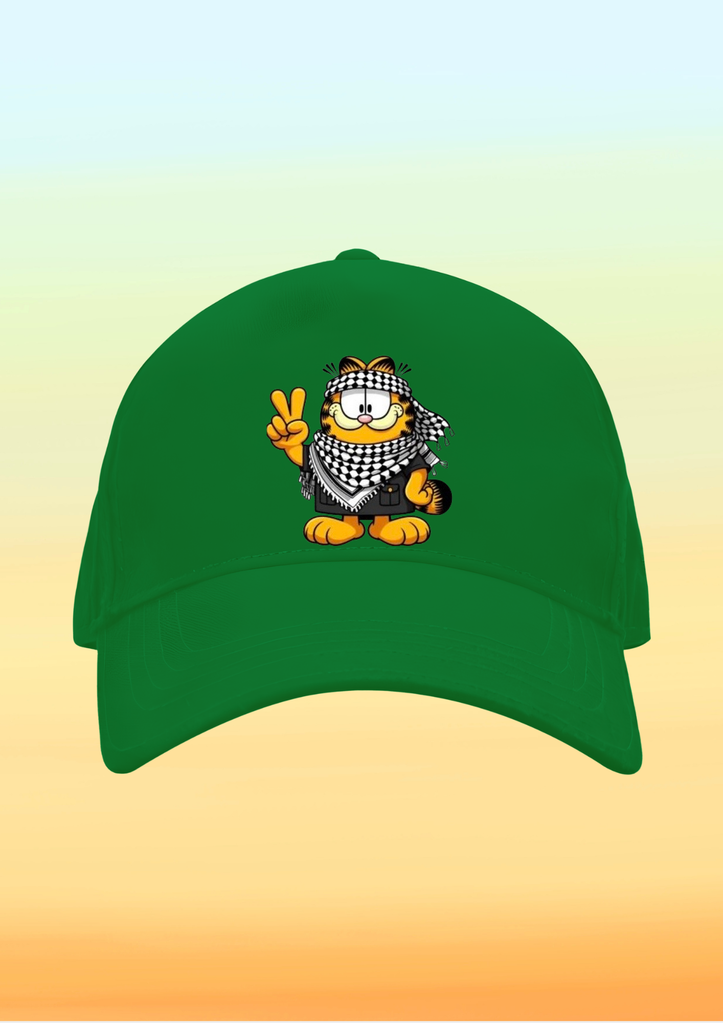 Kefiyeli Garfield Baskılı Çocuk Şapkası
