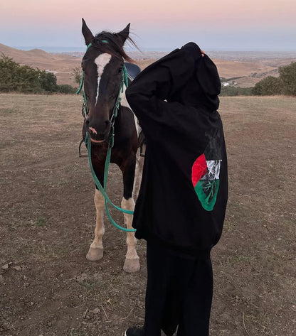 Filistin Temalı Kalp Baskılı Hoodie