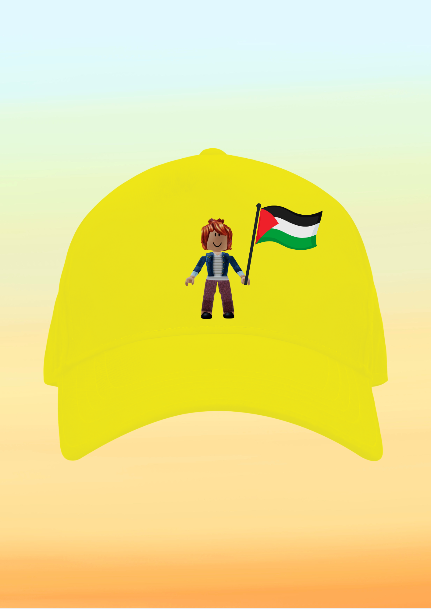 Filistin Bayraklı Roblox Karakter Baskılı Çocuk Şapkası